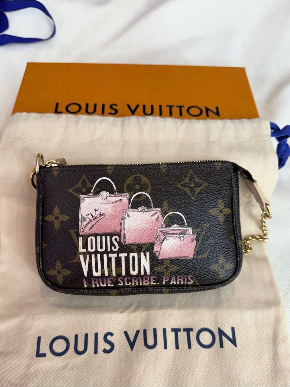 💕🤩Auth Louis Vuitton mini Pochette 1 I Rue Scribe Paris lady’s lightest luggage